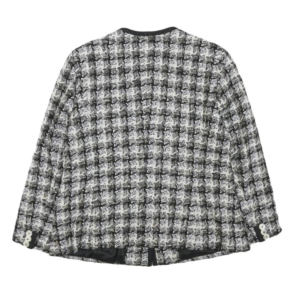 ELEGANCE PARIS Womens Black & White Wool Blend Button Jacket UK 16 Houndstooth