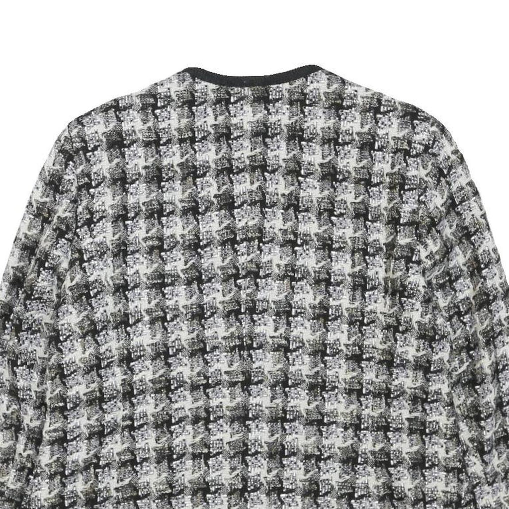 ELEGANCE PARIS Womens Black & White Wool Blend Button Jacket UK 16 Houndstooth