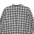 ELEGANCE PARIS Womens Black & White Wool Blend Button Jacket UK 16 Houndstooth