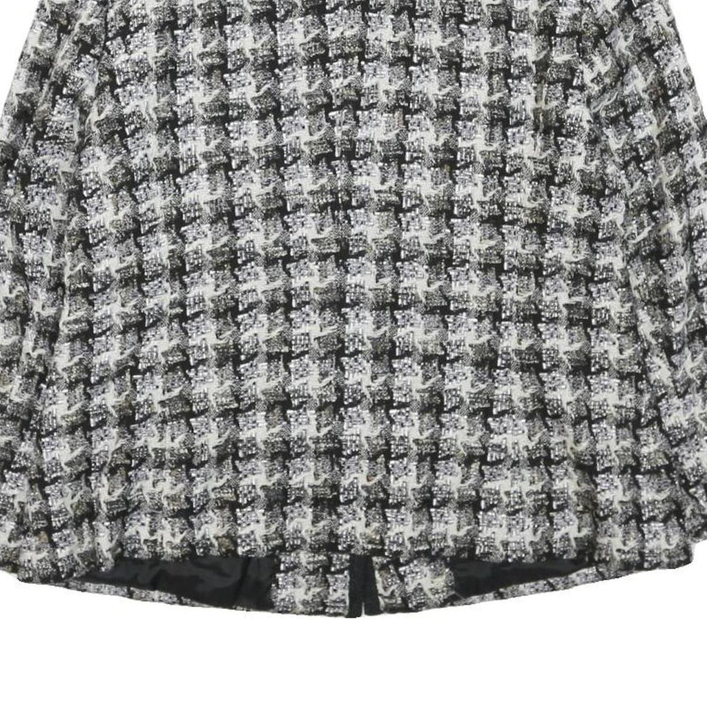 ELEGANCE PARIS Womens Black & White Wool Blend Button Jacket UK 16 Houndstooth