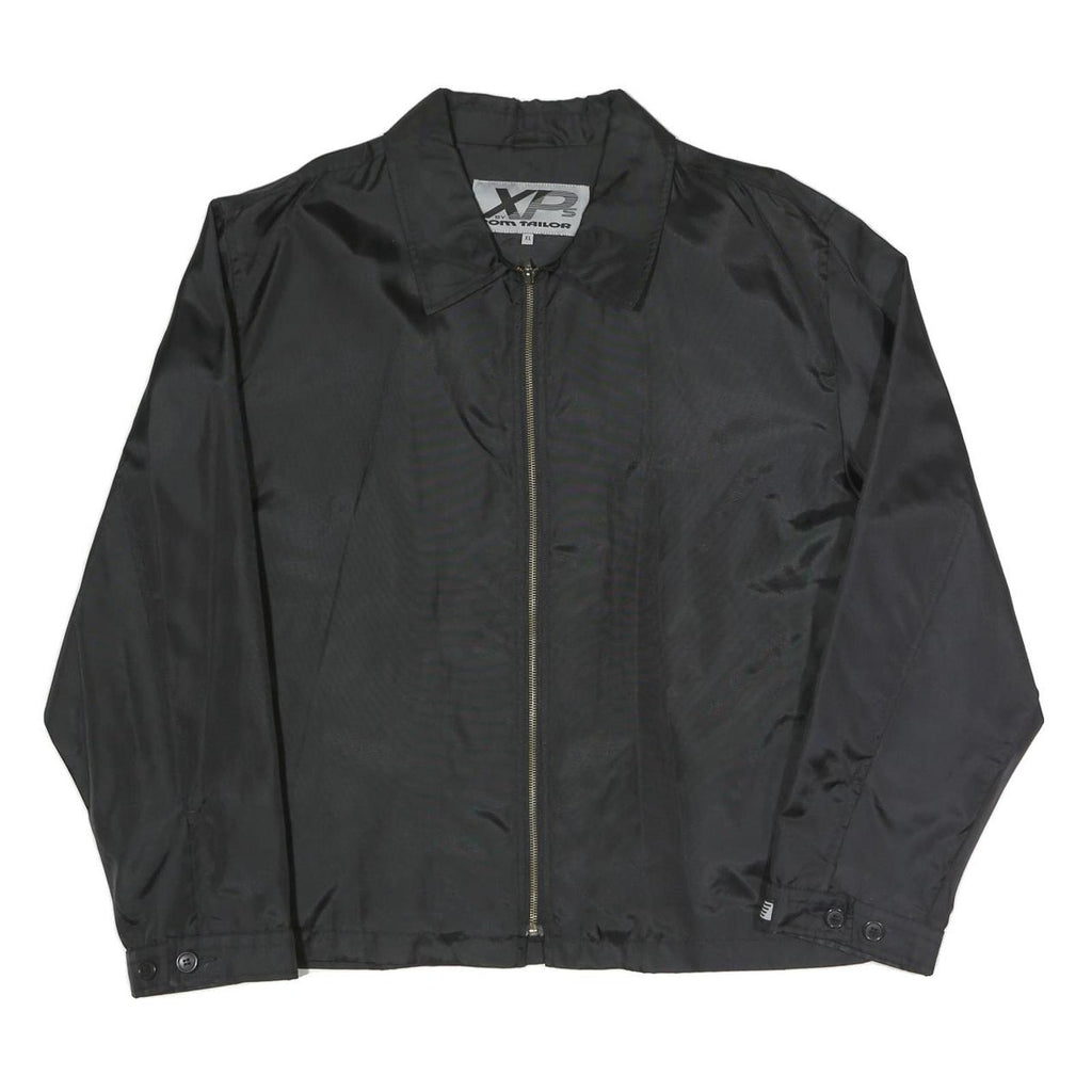 TOM TAILOR Mens Black Jacket XL Polyester Blend Plain Zip Casual Outerwear