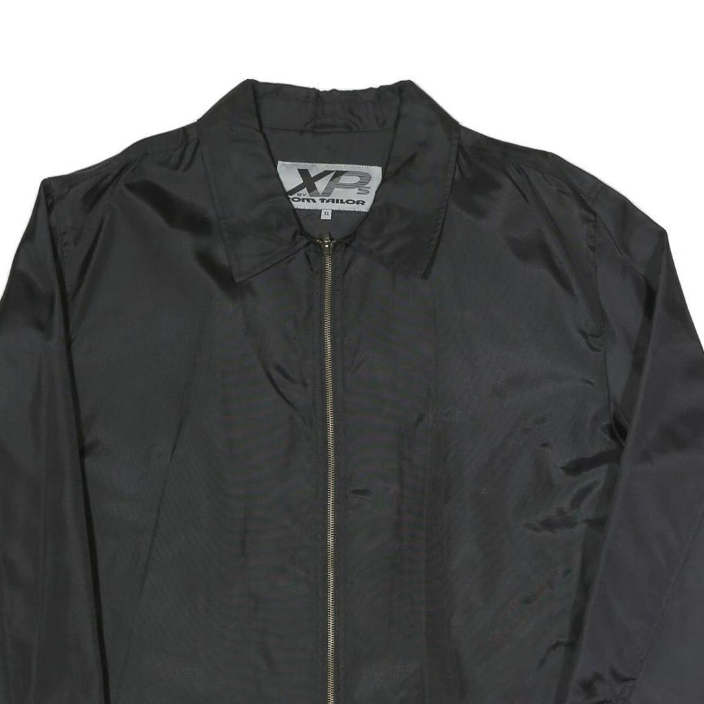 TOM TAILOR Mens Black Jacket XL Polyester Blend Plain Zip Casual Outerwear