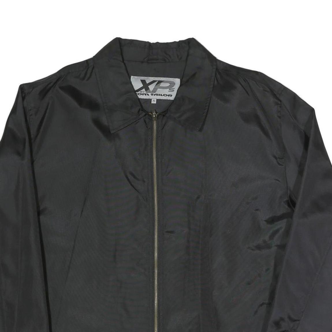 TOM TAILOR Mens Black Jacket XL Polyester Blend Plain Zip Casual Outerwear