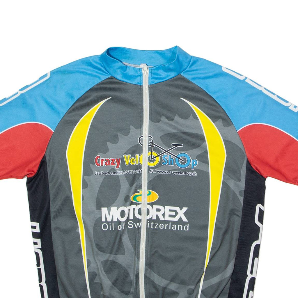 Crazy Velo Shop Full Zip Cycling Mens Jersey Grey High Neck L