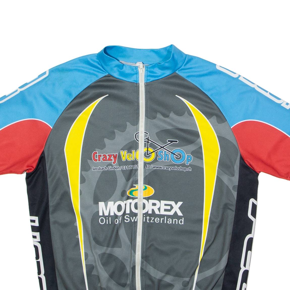 Crazy Velo Shop Full Zip Cycling Mens Jersey Grey High Neck L