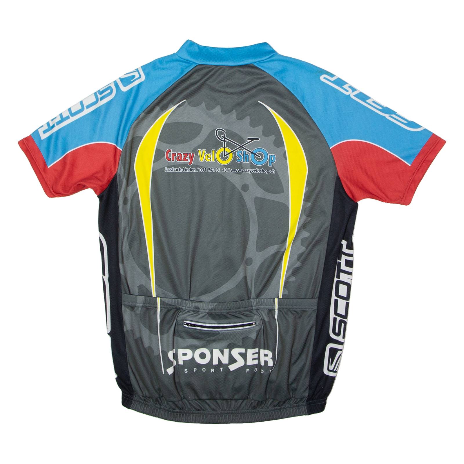 Crazy Velo Shop Full Zip Cycling Mens Jersey Grey High Neck L