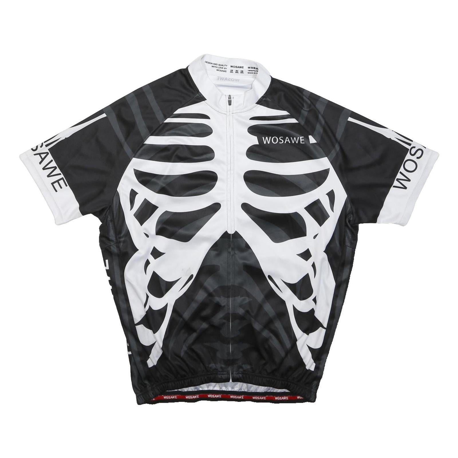 WOSAWE Mens Black & White Skeleton Graphic T-Shirt 2XL Short Sleeve Round Neck