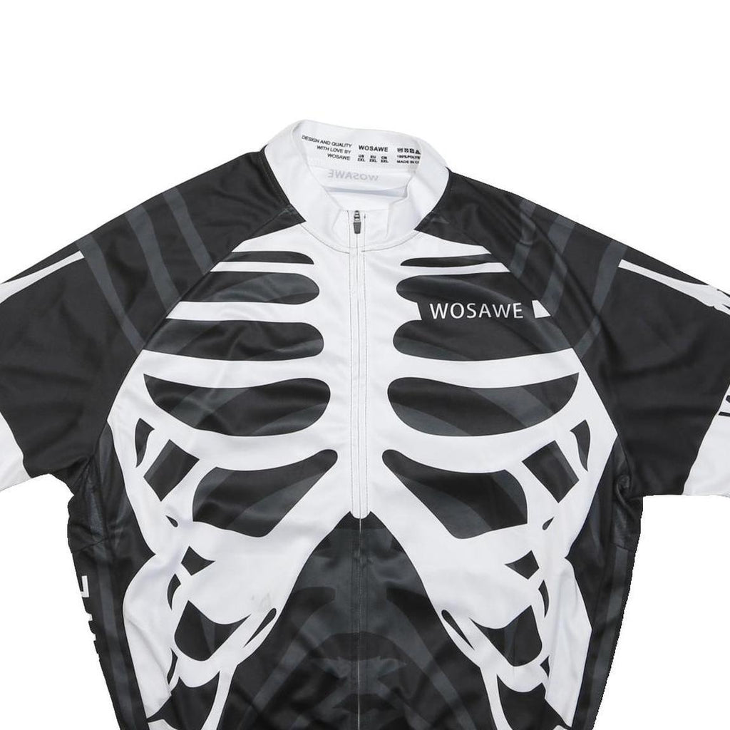 WOSAWE Mens Black & White Skeleton Graphic T-Shirt 2XL Short Sleeve Round Neck