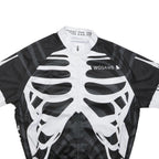 WOSAWE Mens Black & White Skeleton Graphic T-Shirt 2XL Short Sleeve Round Neck