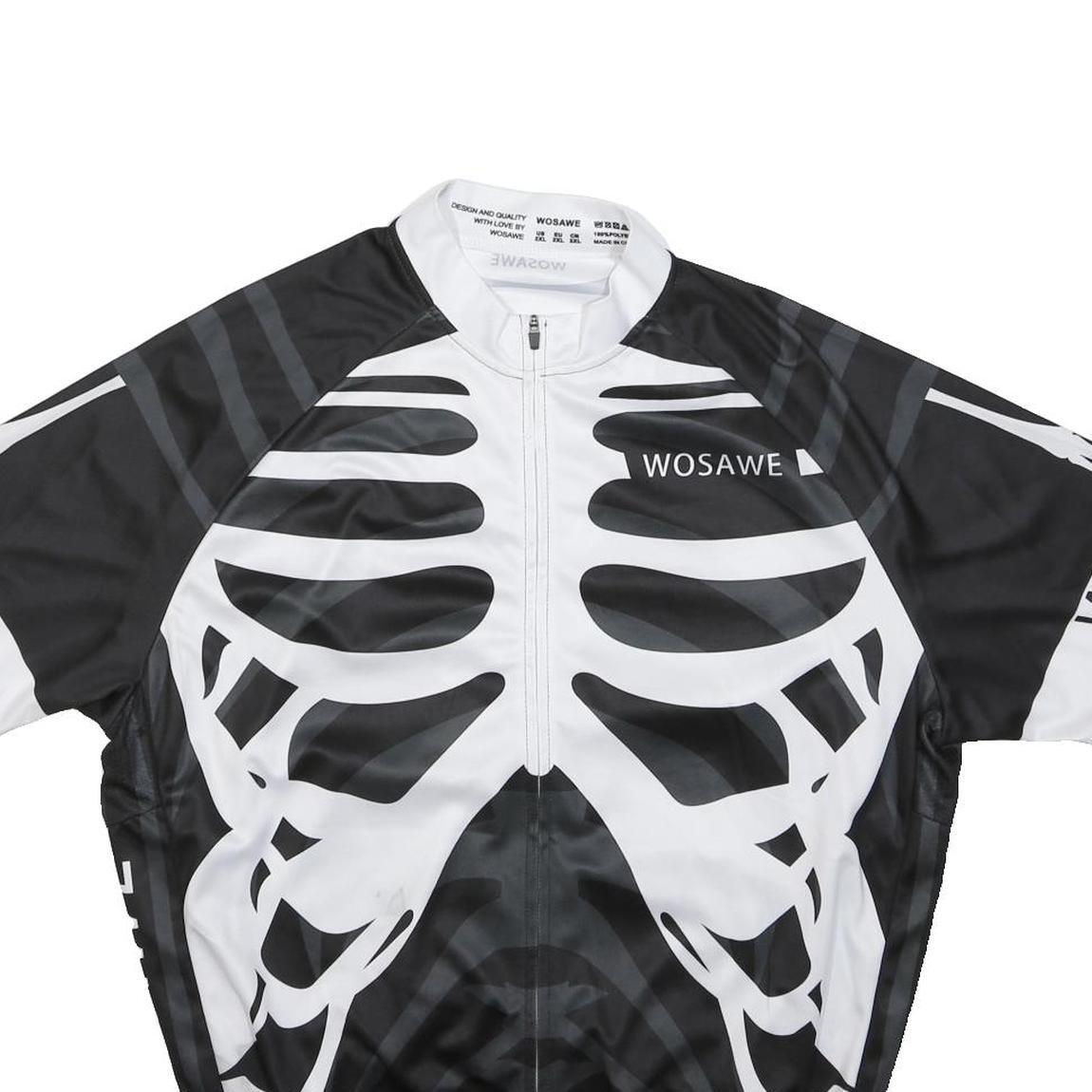 WOSAWE Mens Black & White Skeleton Graphic T-Shirt 2XL Short Sleeve Round Neck