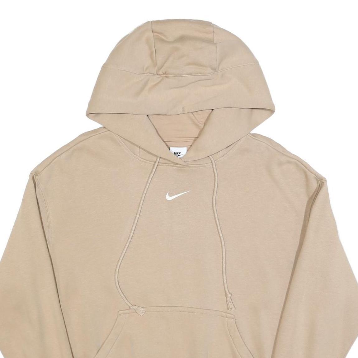 NIKE Womens Beige Hoodie S Cotton Blend Pullover Casual Sportswear