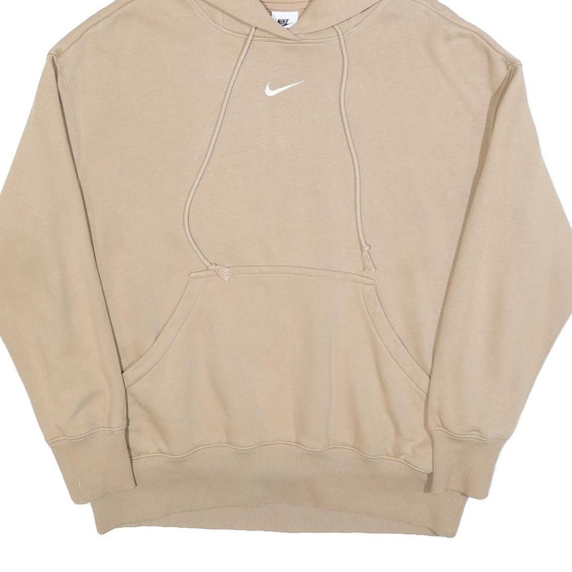 NIKE Womens Beige Hoodie S Cotton Blend Pullover Casual Sportswear