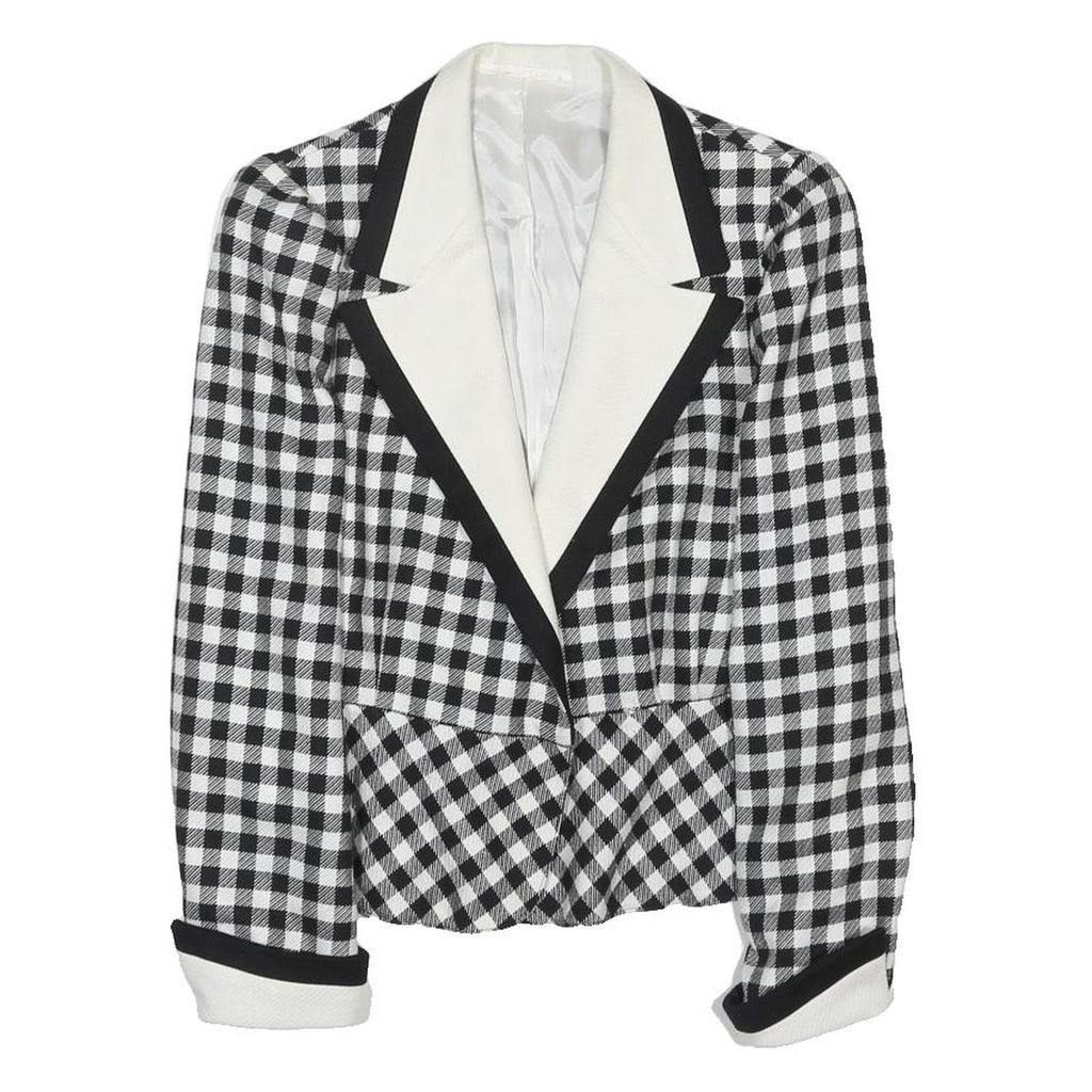 GEISSLER Womens Black & White Wool Check Classic Jacket S Woven Tailored