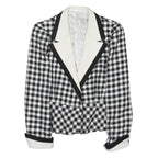 GEISSLER Womens Black & White Wool Check Classic Jacket S Woven Tailored