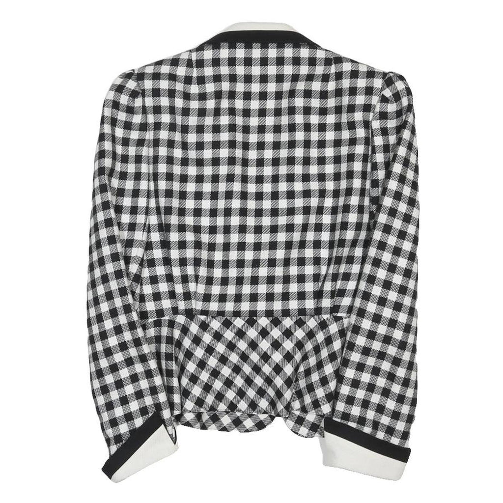 GEISSLER Womens Black & White Wool Check Classic Jacket S Woven Tailored
