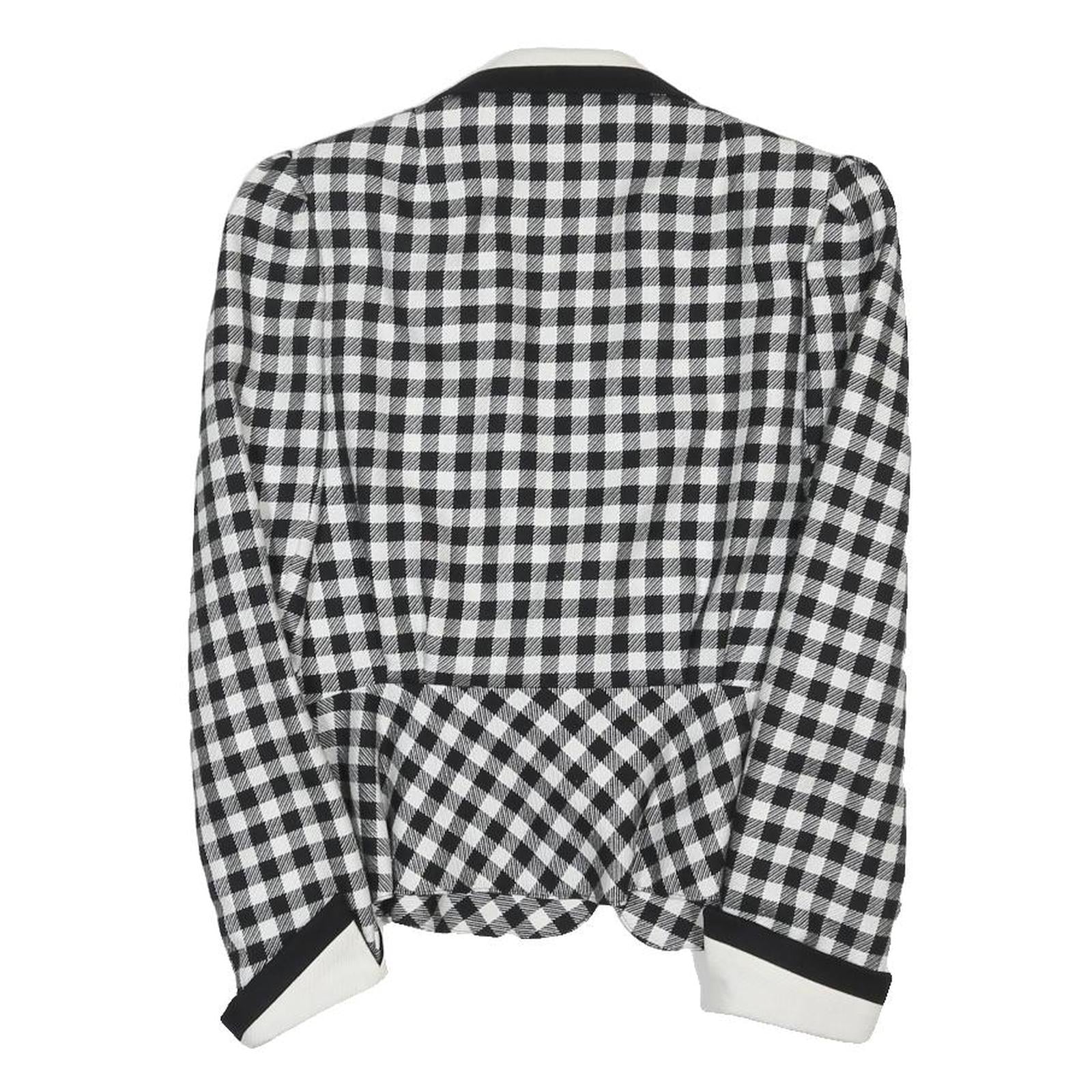 GEISSLER Womens Black & White Wool Check Classic Jacket S Woven Tailored