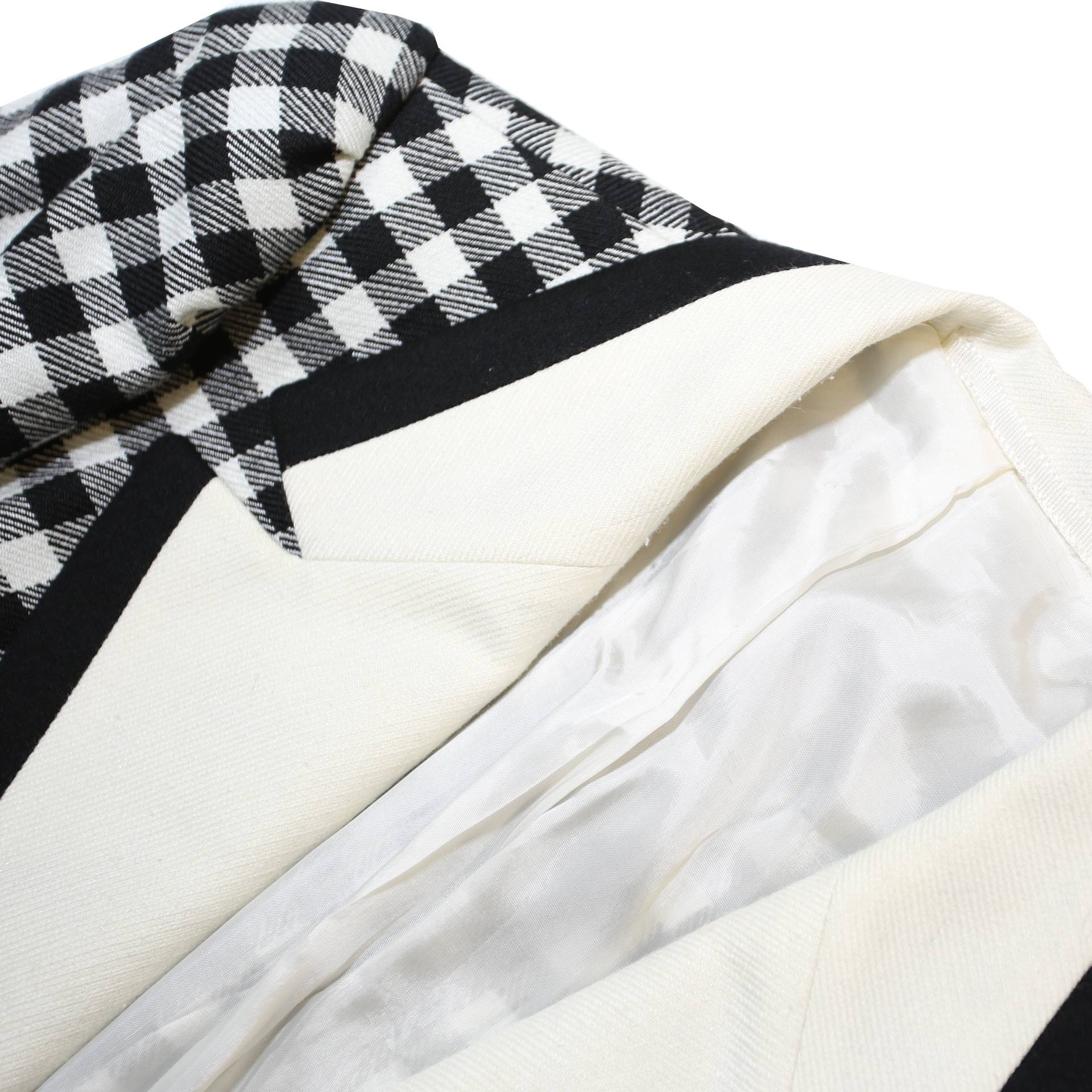 GEISSLER Womens Black & White Wool Check Classic Jacket S Woven Tailored