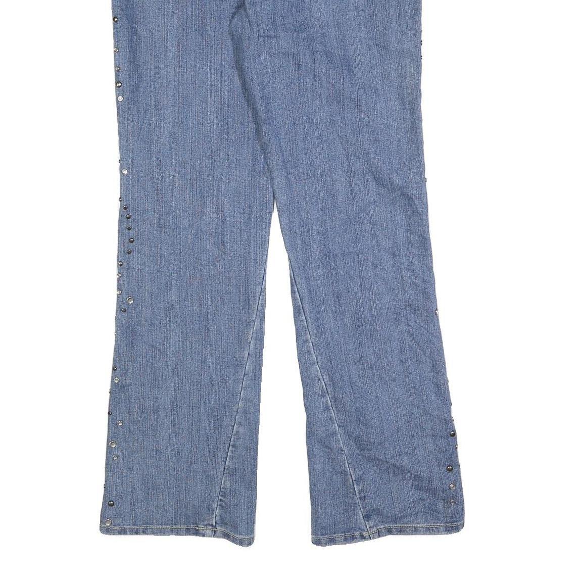 BACCINI Womens Jeans Blue Regular Straight Denim Medium W30 L32 Studded Detail