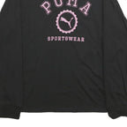 PUMA Womens Black Long Sleeve Crew Neck Sportswear Logo Cotton L T-Shirt