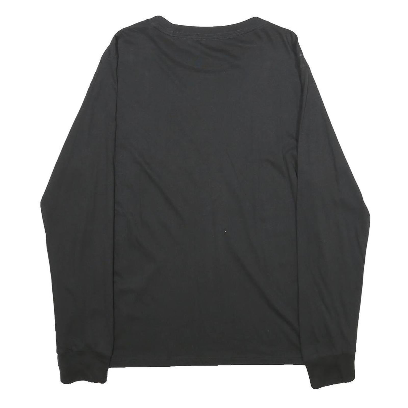 PUMA Womens Black Long Sleeve Crew Neck Sportswear Logo Cotton L T-Shirt