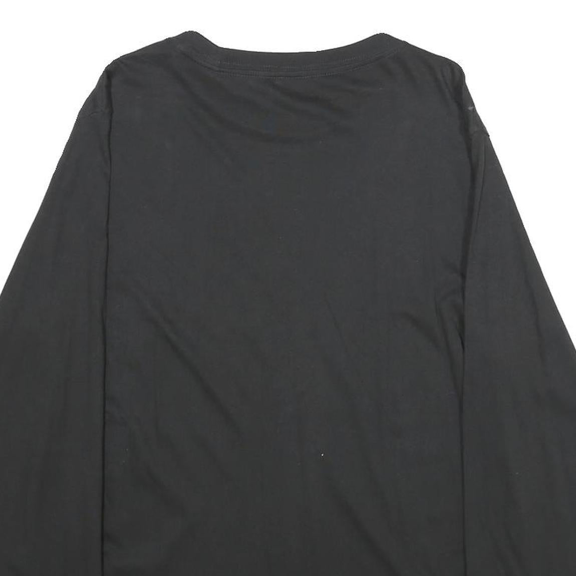 PUMA Womens Black Long Sleeve Crew Neck Sportswear Logo Cotton L T-Shirt