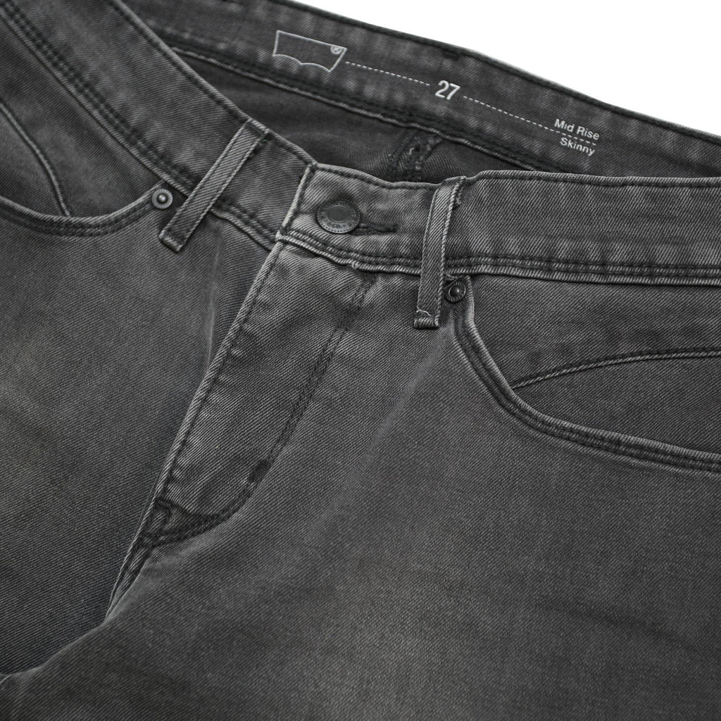 LEVIS Womens Black Slim Skinny Denim Cotton Blend Dark Wash W27 L32 Stretch Zip