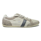 LACOSTE Mens Low Top Trainers Casual Canvas UK 10 Beige Taupe Black Stripe