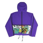 Womens Purple Zip Hooded Windbreaker Jacket L Polyester Blend Colourblock Hooded