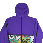 Womens Purple Zip Hooded Windbreaker Jacket L Polyester Blend Colourblock Hooded