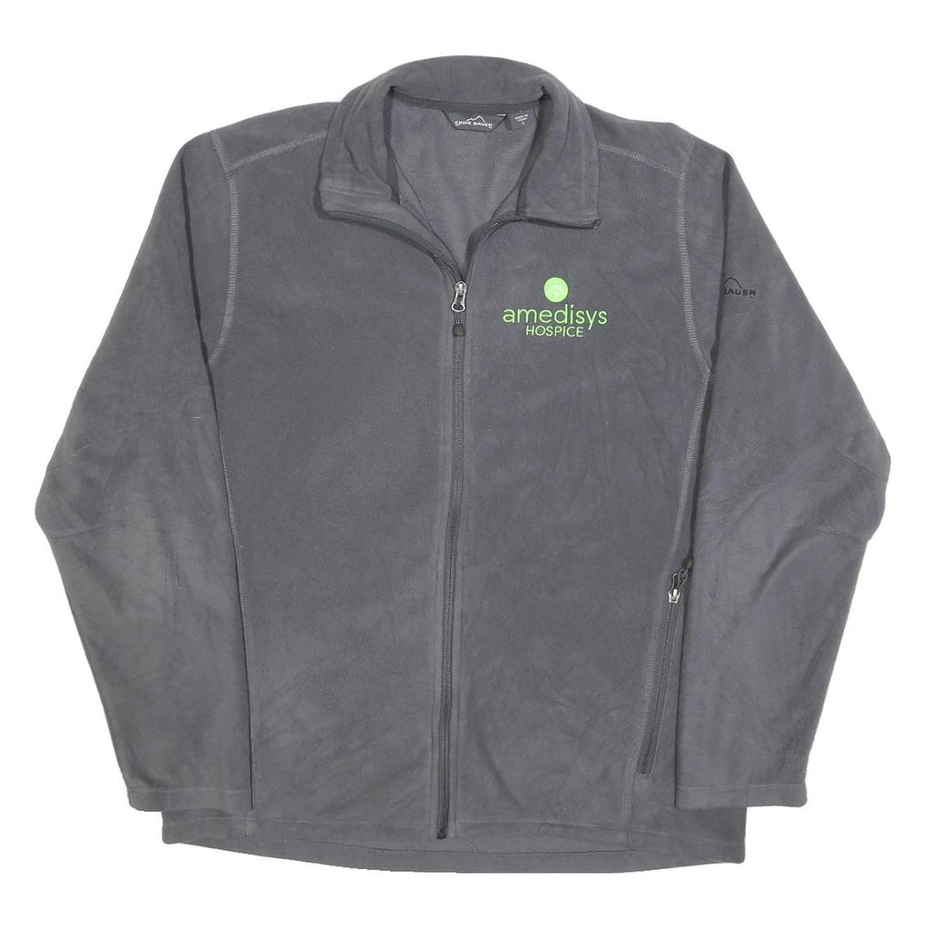 EDDIE BAUER Mens Grey Bomber Jacket L Polyester Blend Plain Zip Casual Outerwear