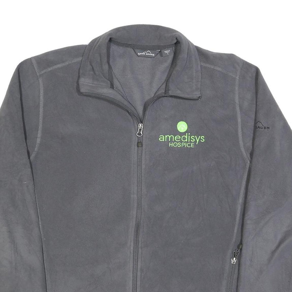 EDDIE BAUER Mens Grey Bomber Jacket L Polyester Blend Plain Zip Casual Outerwear