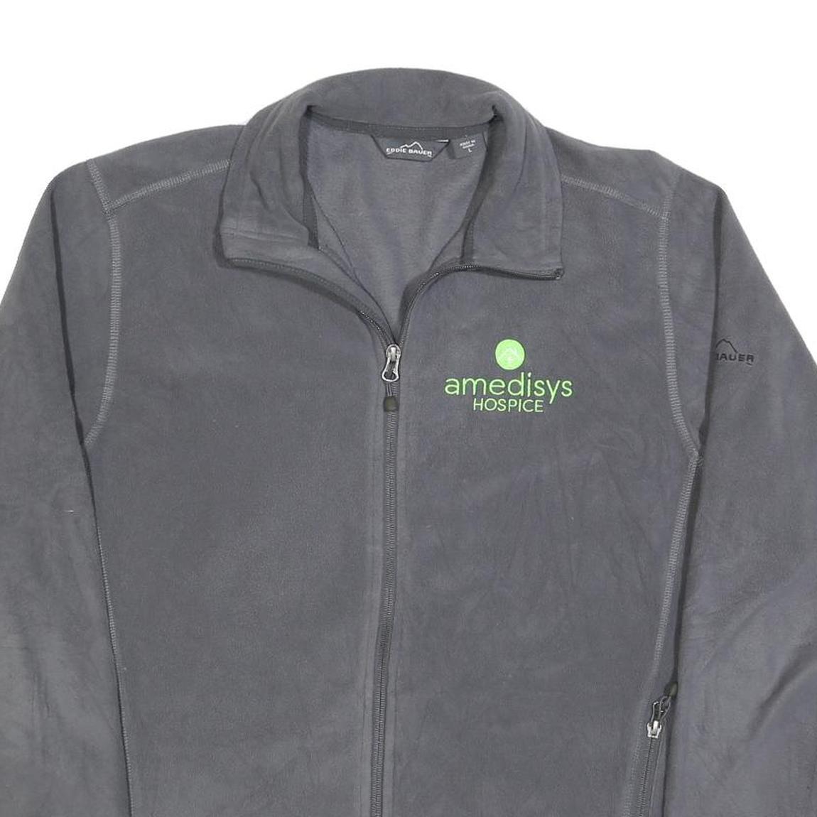 EDDIE BAUER Mens Grey Bomber Jacket L Polyester Blend Plain Zip Casual Outerwear