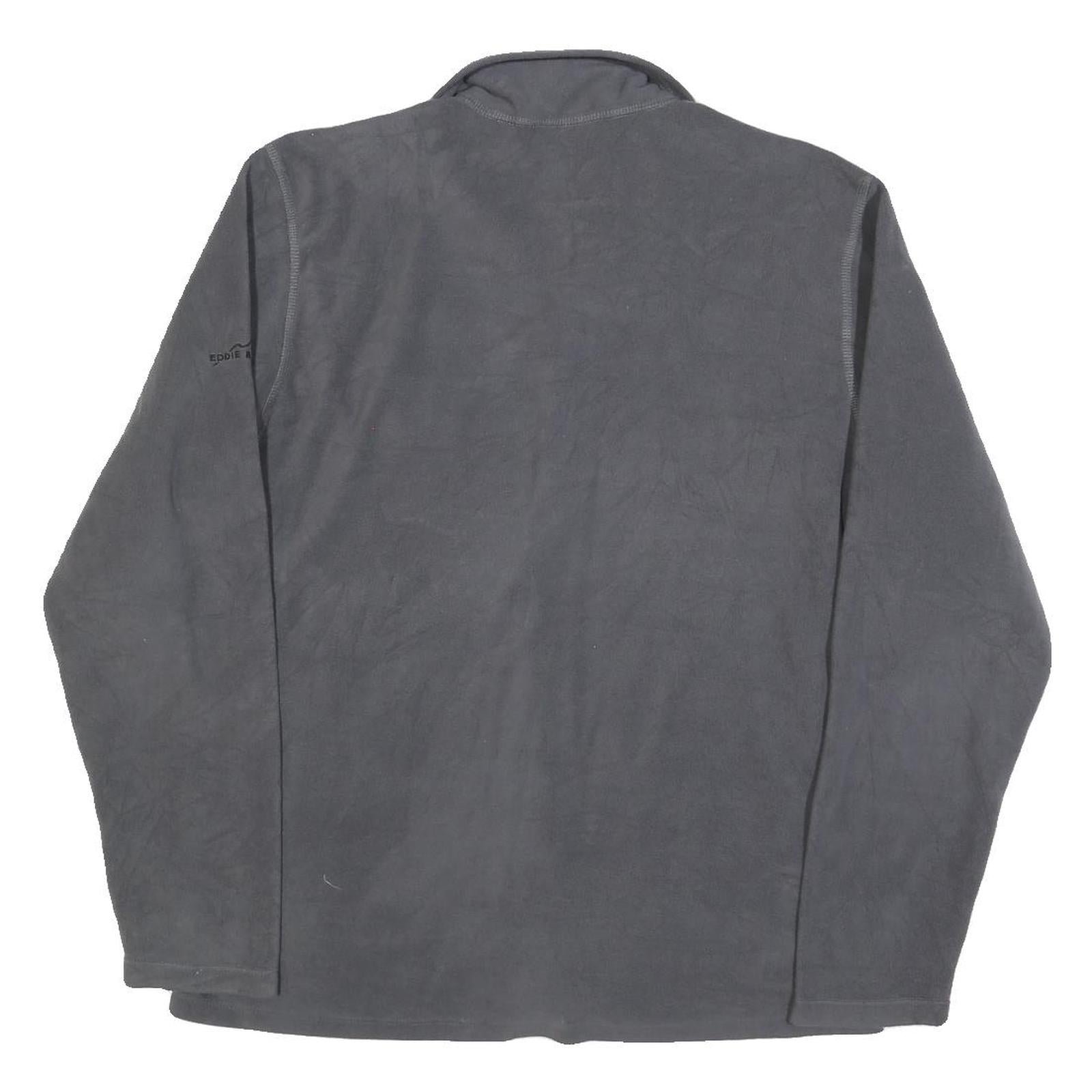 EDDIE BAUER Mens Grey Bomber Jacket L Polyester Blend Plain Zip Casual Outerwear