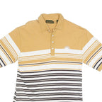 TIMBERLAND Mens Yellow & White Striped Short Sleeve Polo Shirt M Casual Cotton