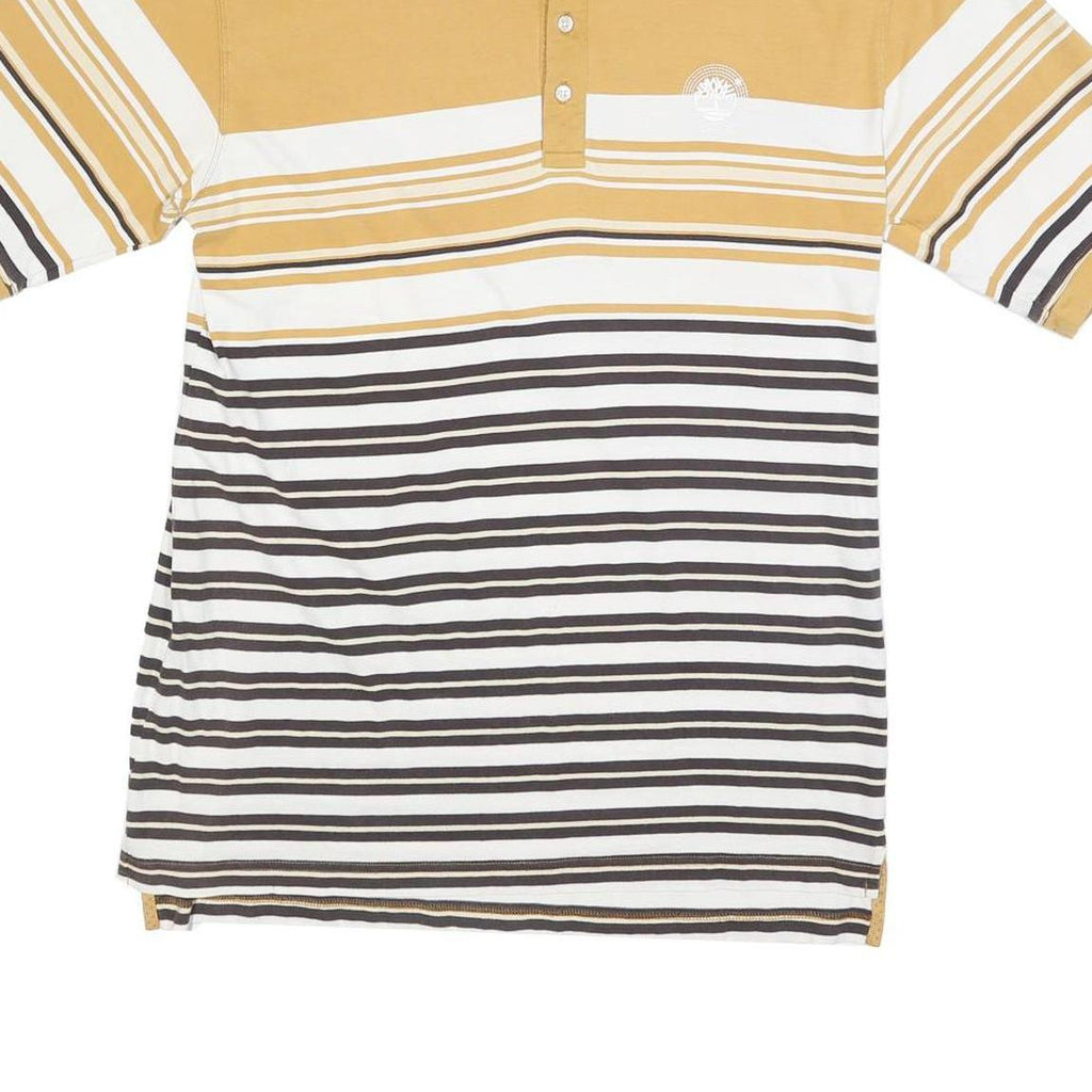 TIMBERLAND Mens Yellow & White Striped Short Sleeve Polo Shirt M Casual Cotton