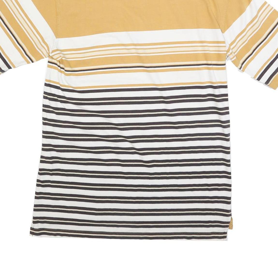 TIMBERLAND Mens Yellow & White Striped Short Sleeve Polo Shirt M Casual Cotton