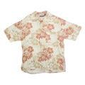 PURITAN Mens Beige & Brown Floral Hawaiian Shirt M Cotton Beach Vacation