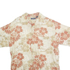 PURITAN Mens Beige & Brown Floral Hawaiian Shirt M Cotton Beach Vacation