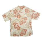 PURITAN Mens Beige & Brown Floral Hawaiian Shirt M Cotton Beach Vacation
