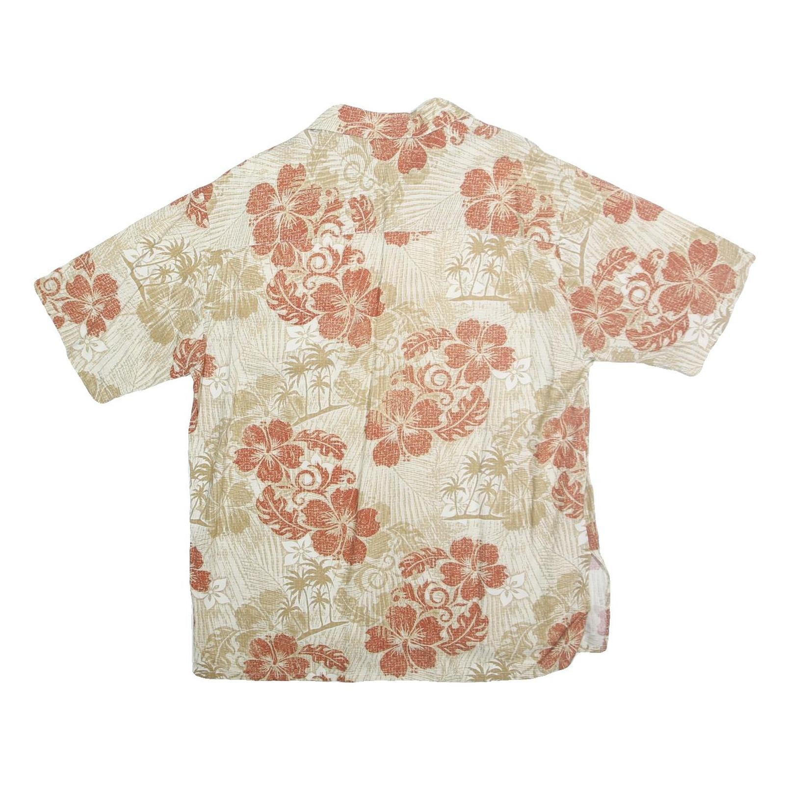PURITAN Mens Beige & Brown Floral Hawaiian Shirt M Cotton Beach Vacation