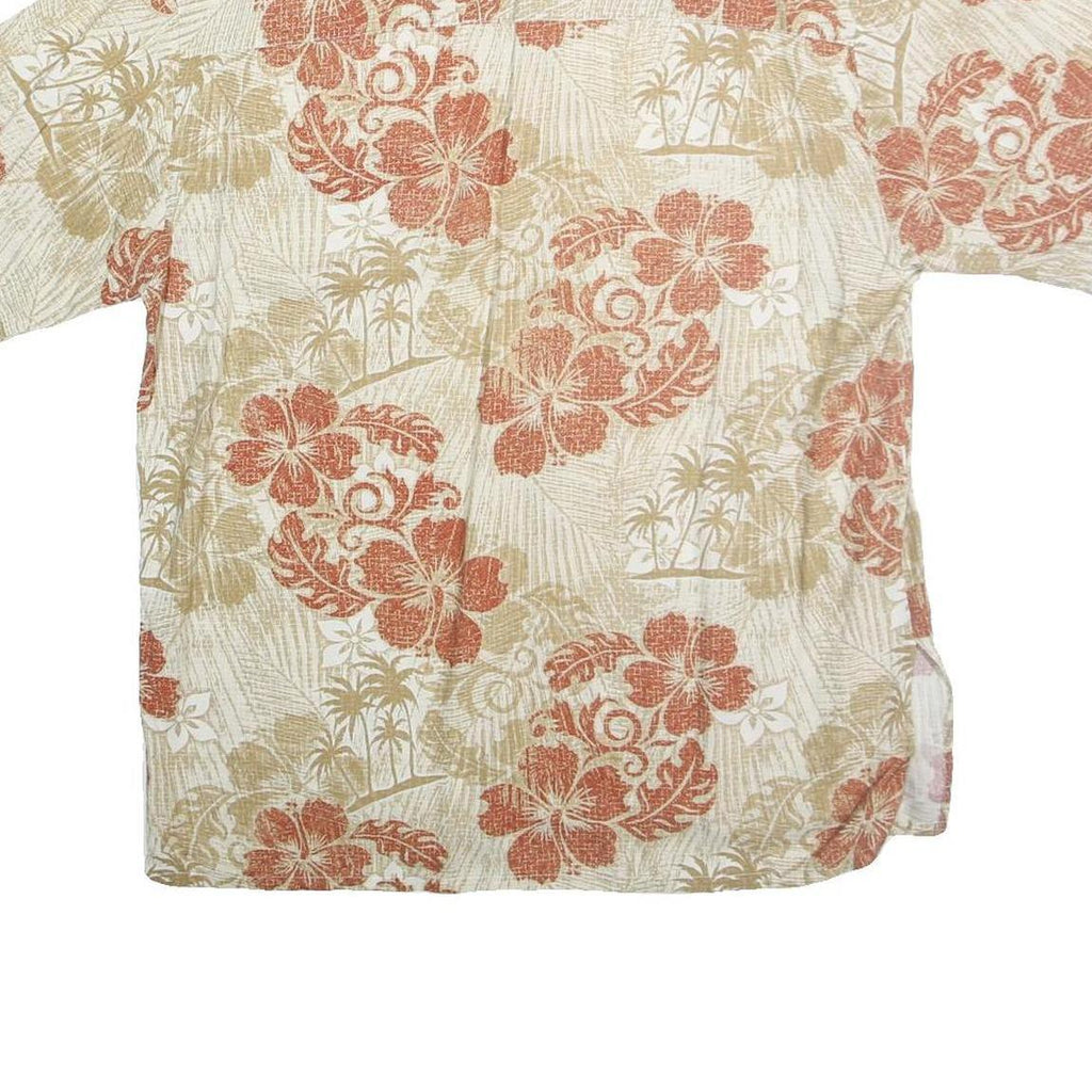 PURITAN Mens Beige & Brown Floral Hawaiian Shirt M Cotton Beach Vacation