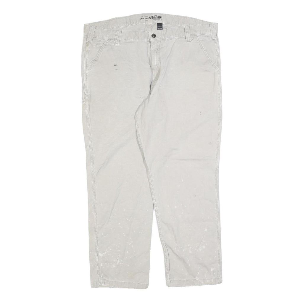 CARHARTT Mens Relaxed Jeans Beige Cotton Blend Zip W40 L30 Workwear Carpenter