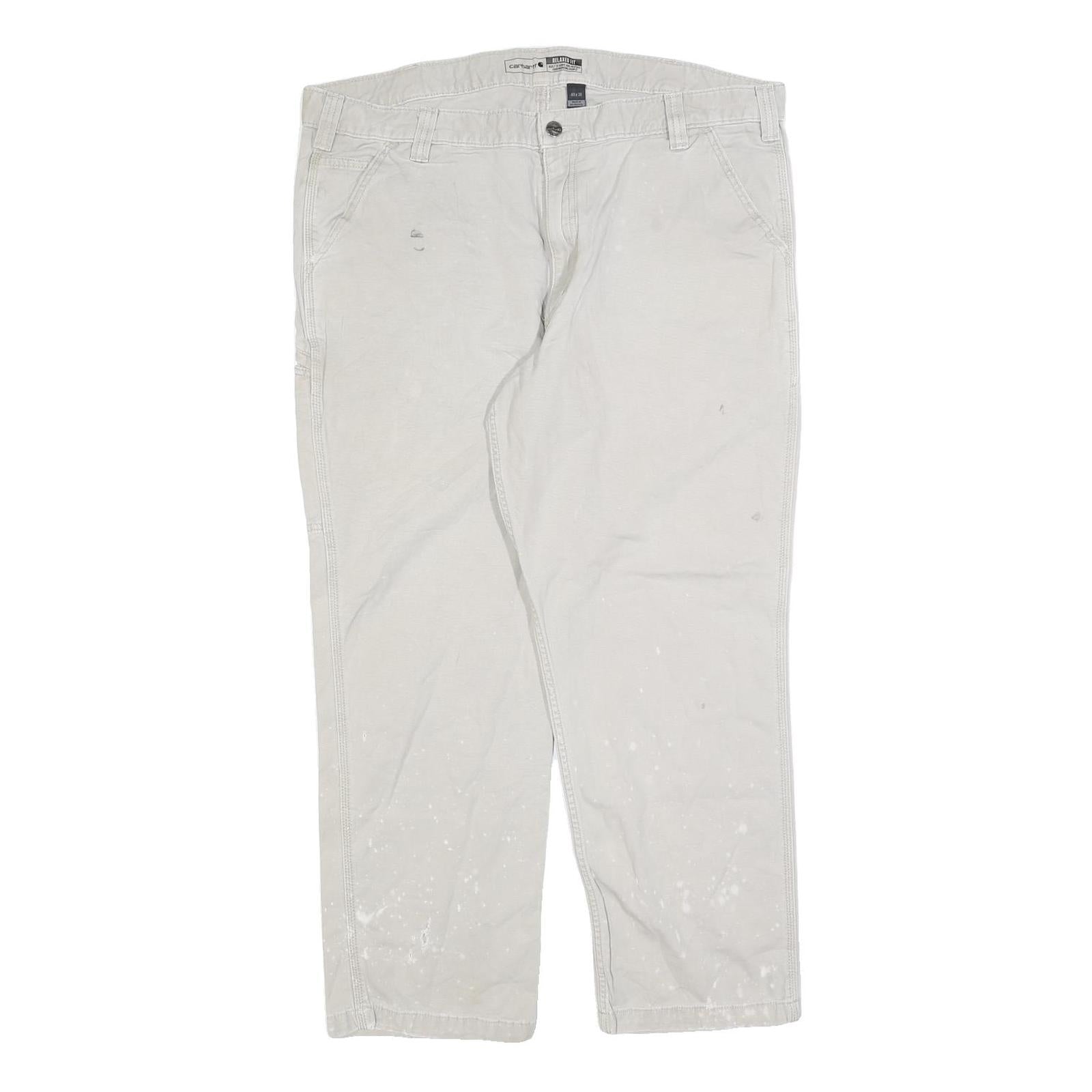 CARHARTT Mens Relaxed Jeans Beige Cotton Blend Zip W40 L30 Workwear Carpenter
