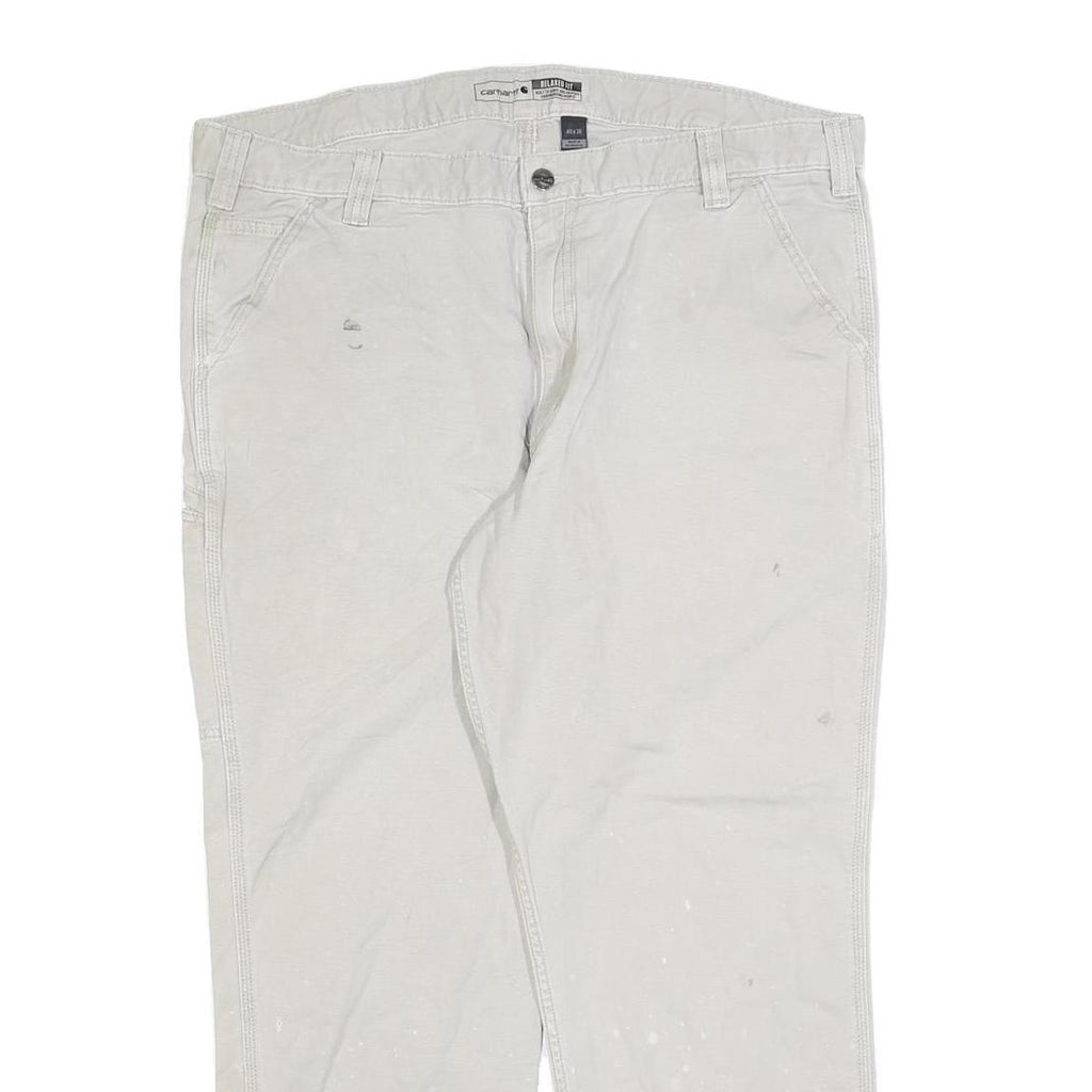 CARHARTT Mens Relaxed Jeans Beige Cotton Blend Zip W40 L30 Workwear Carpenter