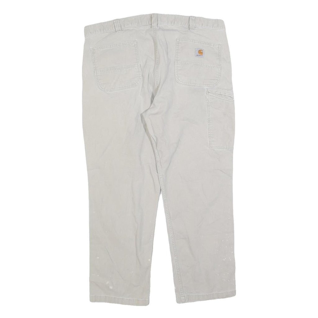 CARHARTT Mens Relaxed Jeans Beige Cotton Blend Zip W40 L30 Workwear Carpenter