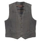 MARLBORO Mens Grey Cotton Waistcoat L Button Woven Classic Vintage Style