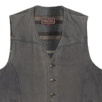 MARLBORO Mens Grey Cotton Waistcoat L Button Woven Classic Vintage Style