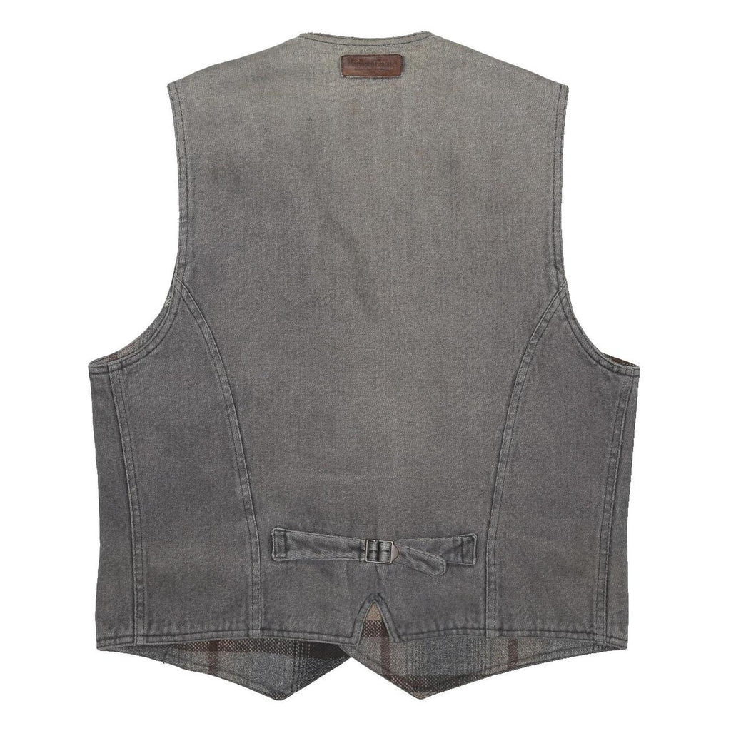 MARLBORO Mens Grey Cotton Waistcoat L Button Woven Classic Vintage Style