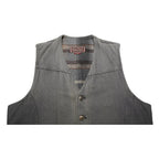 MARLBORO Mens Grey Cotton Waistcoat L Button Woven Classic Vintage Style