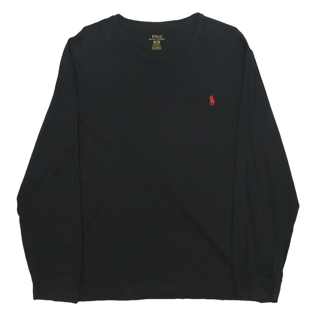 POLO RALPH LAUREN Mens Black Long Sleeve Crew Neck Classic T-Shirt XL
